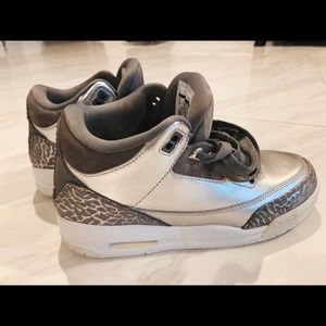 Nike Air Jordan 3 Retro Premium Heiress Metallic Silver Girls5Y/Women Size 6.5